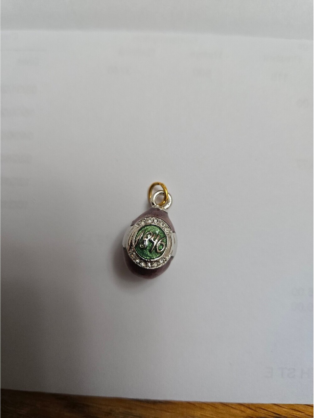 Joan Rivers Collection Fab Egg Green Charm Pendant Rhinestones